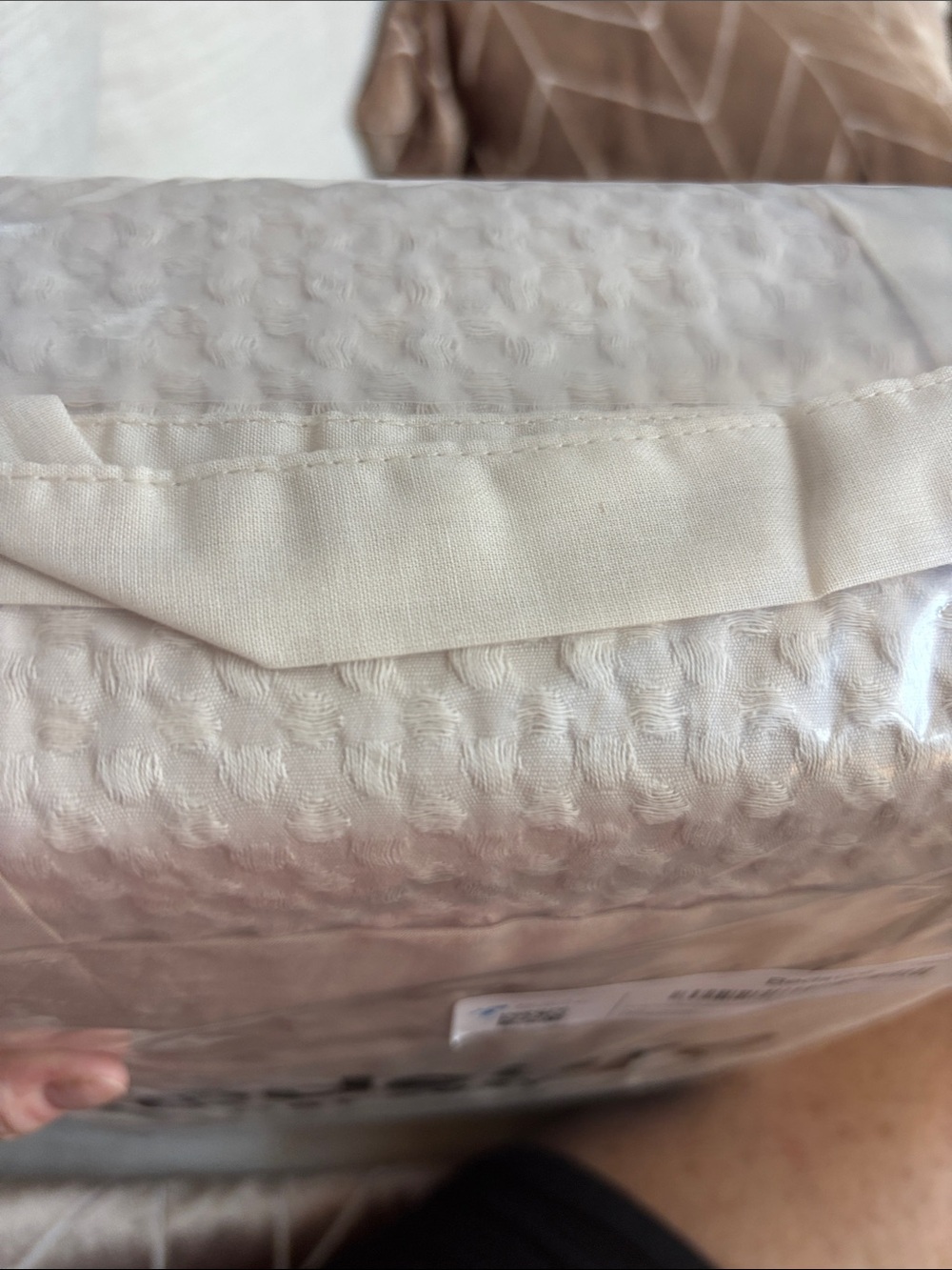 Bedsure 100% Cotton Waffle Weave Duvet Cover Queen Beige 3Pc NWT 90x90 - Picture 9 of 10